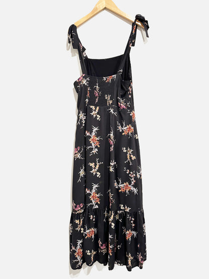 Paige Black Floral Midi Dress - Medium