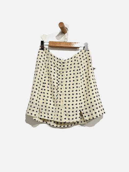 For Love & Lemons White w/Black Heart Mini Skirt - Small
