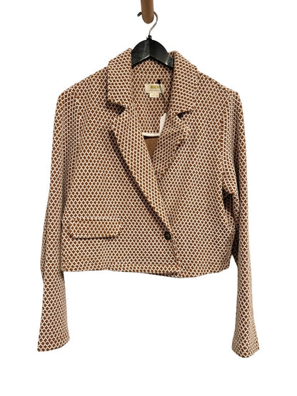 Anthropologie Maeve Cropped Knit Blazer in Brown Pattern - Medium