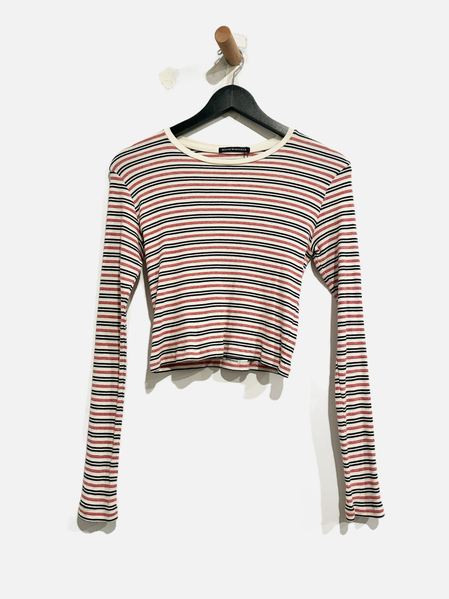 Brandy Melville Pink and Navy Stripe LS Tee
