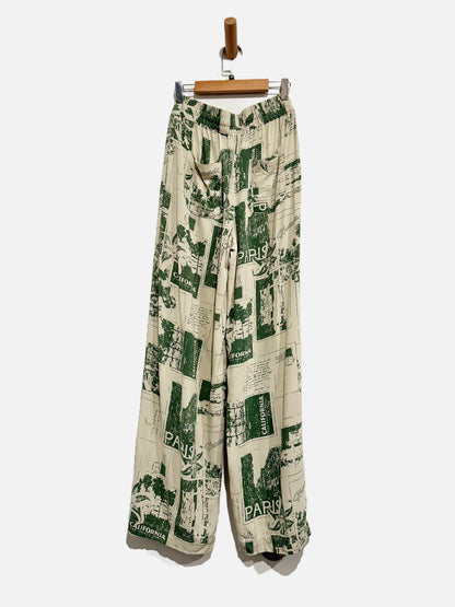 Urban Outfitters Carmen Pull on Green Printed Pants - XS