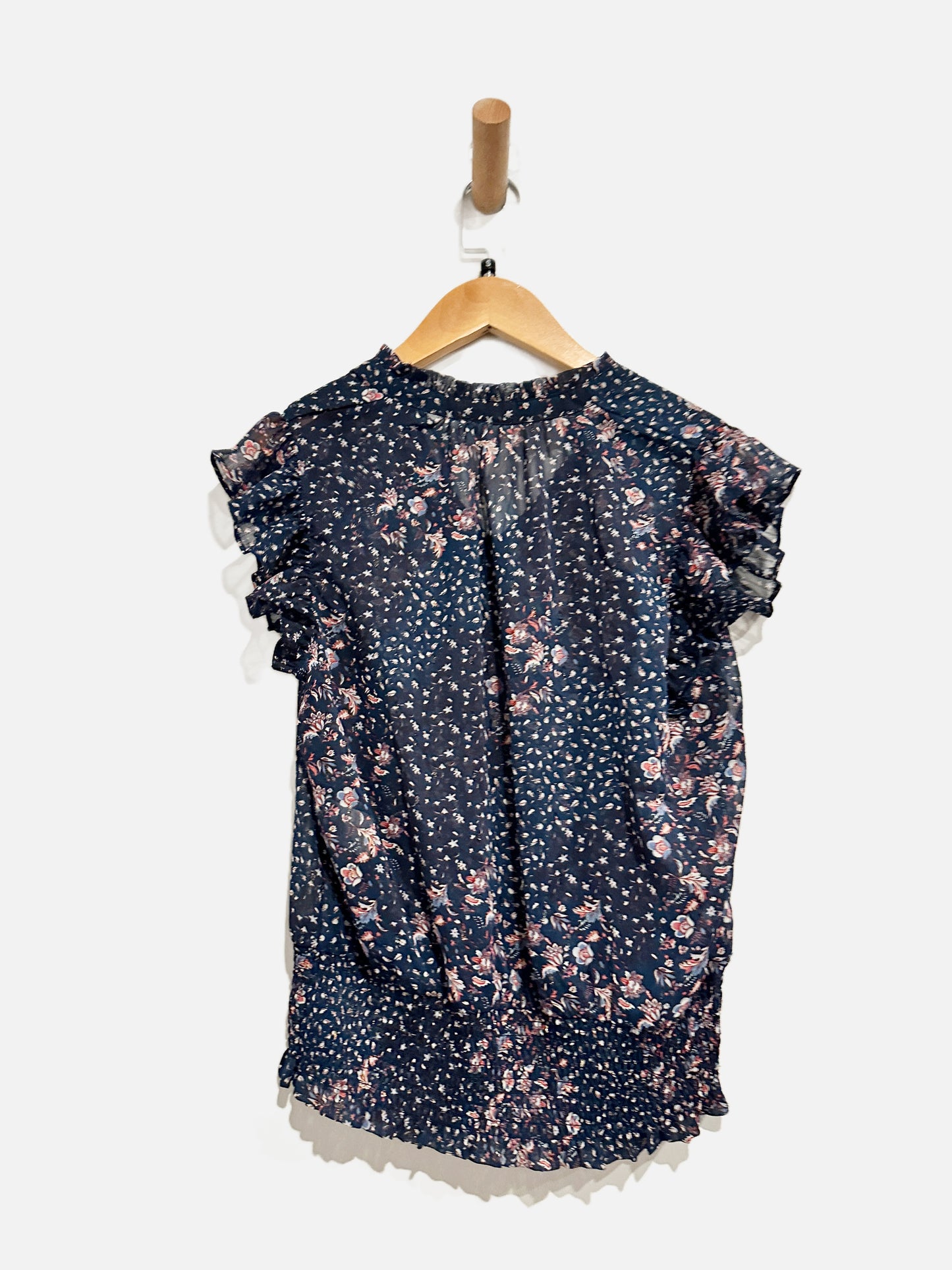 Joie Navy Floral Cap Sleeve Top - Small
