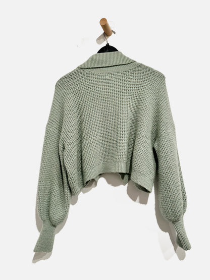 Urban Outfitters Chunky Waffle Knit Cardigan in Sage Green - Small