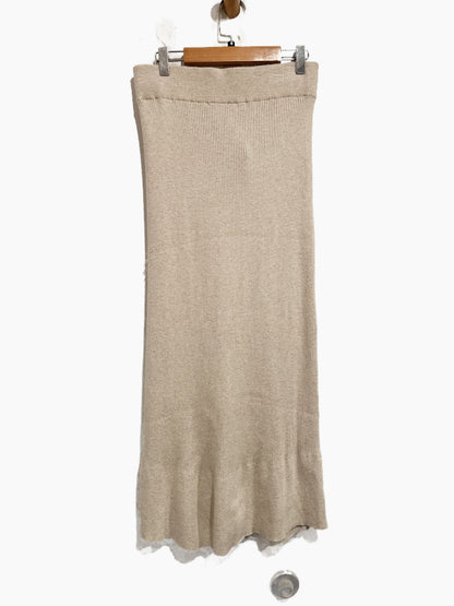 Splendid Georgie Rib-Knit Midi Skirt in Oat Heather - Medium