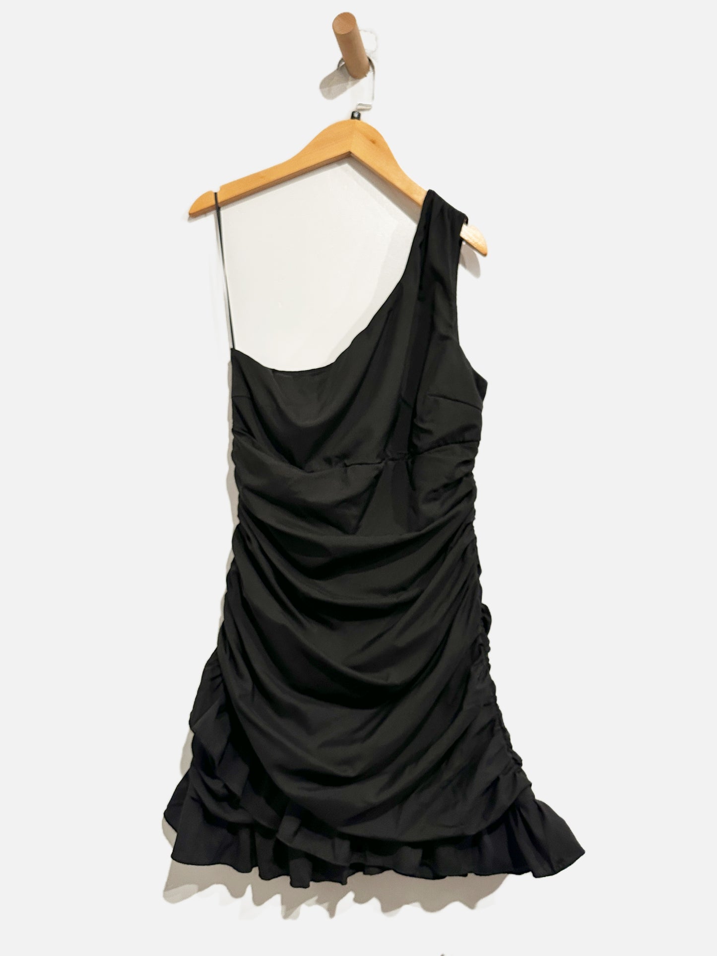 American Threads New York One Shoulder Bodycon Mini Dress in Black - Medium
