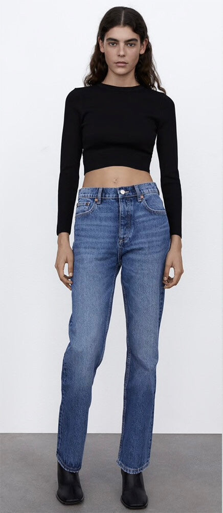 Zara High Rise Straight Jeans - 0