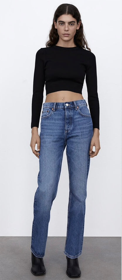 Zara High Rise Straight Jeans - 0