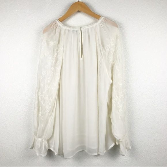 Joie Metta White Embroidered Blouse Size Small