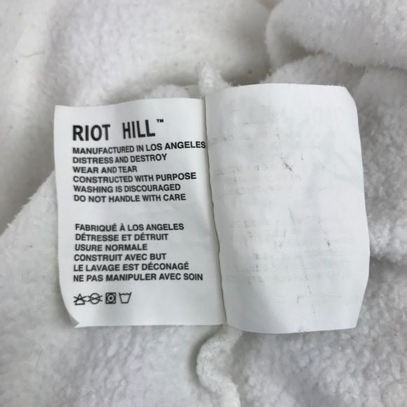 Riot Hill White Violent Hoodie Size Large