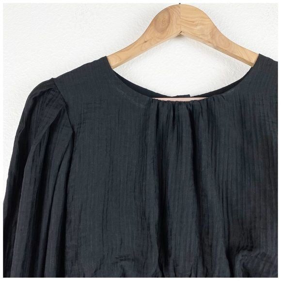 Anthropologie Current Air Black Fringe Sequin Top Size Medium