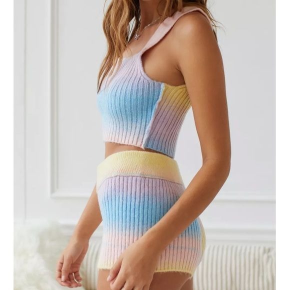 Urban Outfitters Out From Under Rainbow Sweater Short Set - M/L