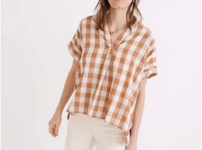 Madewell Orange Gingham Short Sleeve - XXS