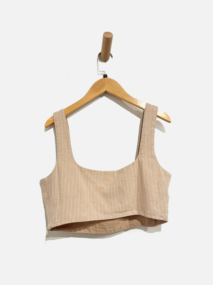 Showpo. Tan and White Stripe Skirt and Crop Top Set - 6