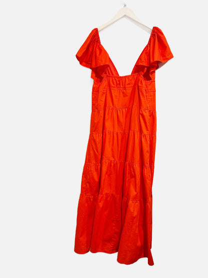 O.P.T Orange Tiered Maxi Dress - Medium
