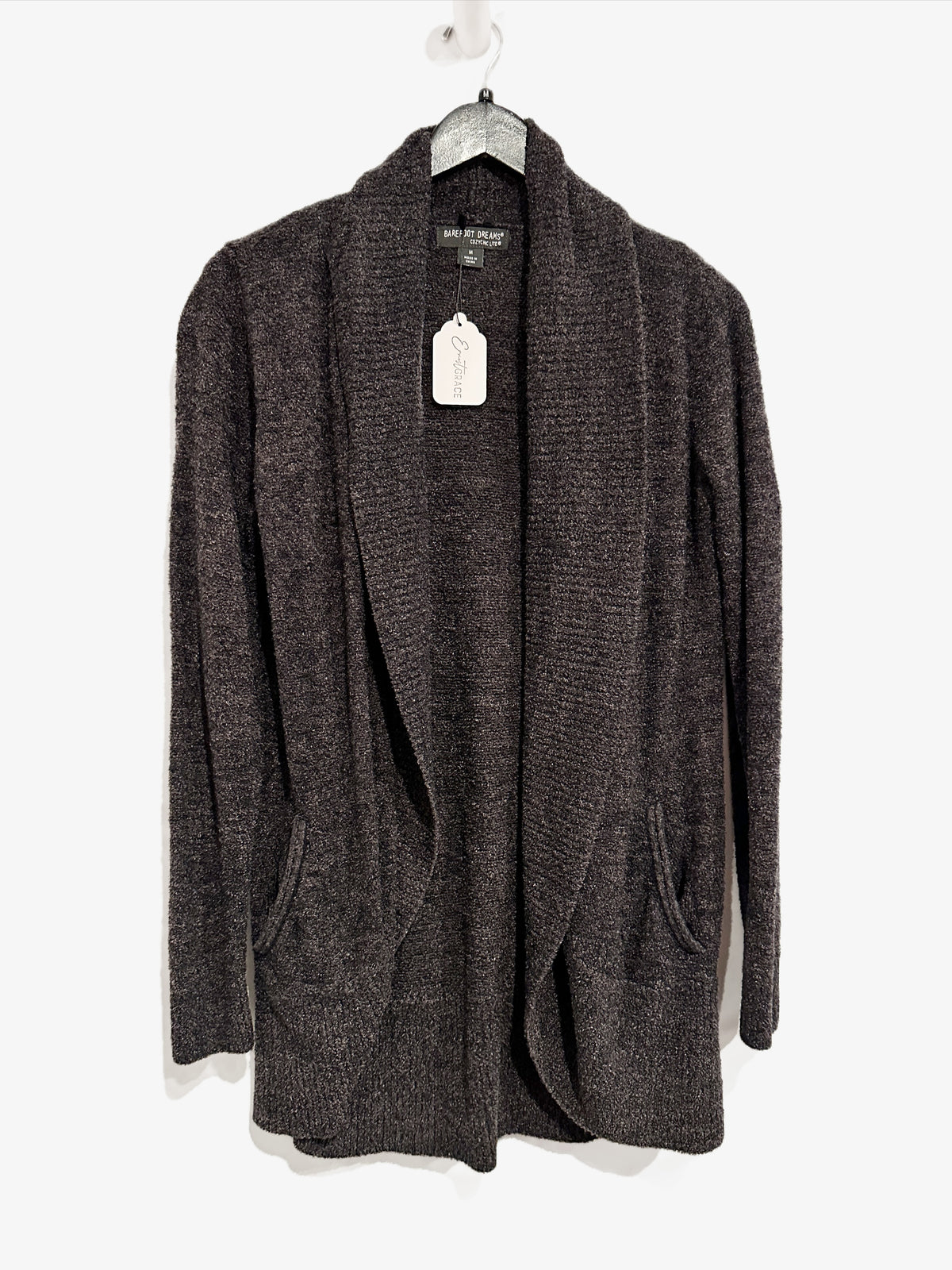 Barefoot Dreams CozyChic Lite Circle Cardigan in Carbon - Medium