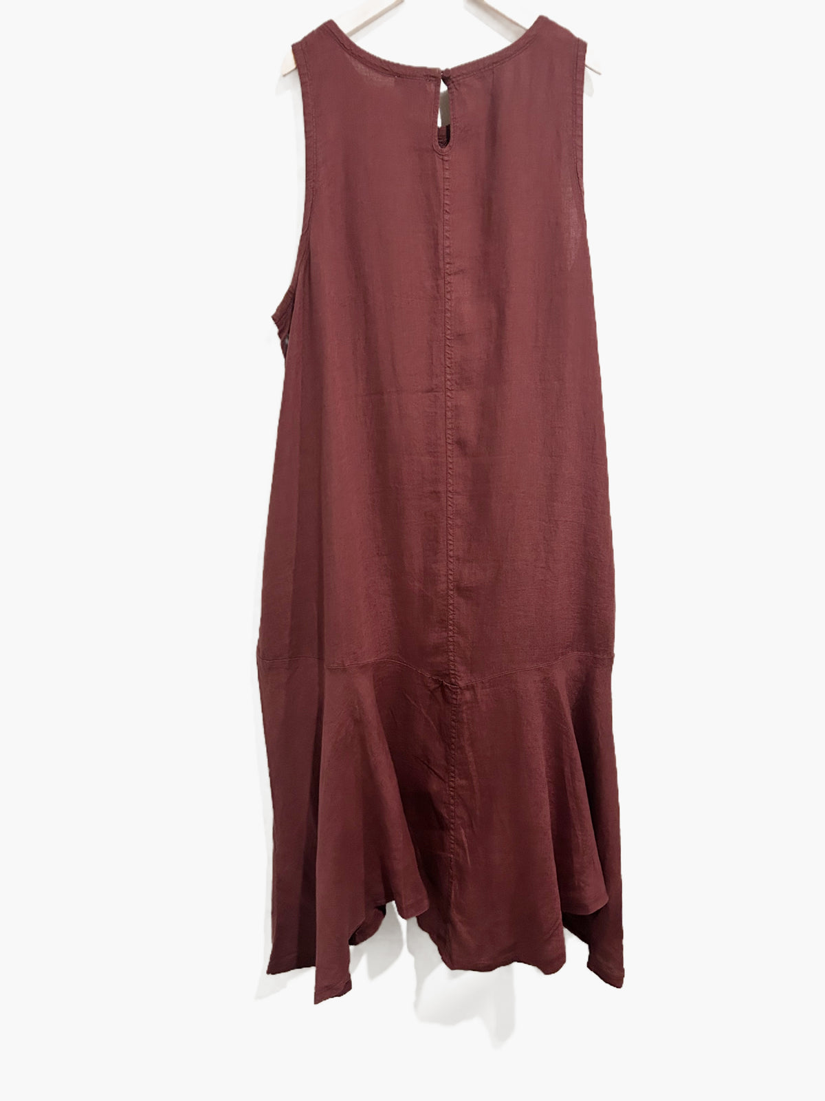 Sundance Doria Linen Midi Dress in Burgundy - XL
