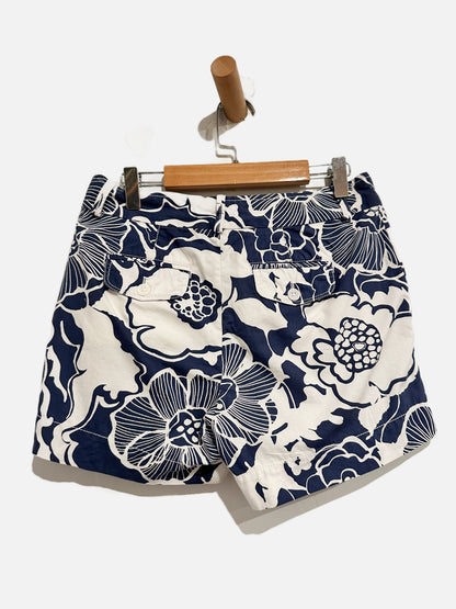 Banana Republic Y2k White and Navy Floral Shorts - 0