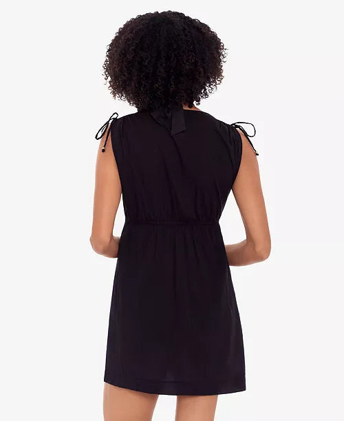 Lauren Ralph Lauren Crushed Cotton Farrah Coverup Dress in Black - Large