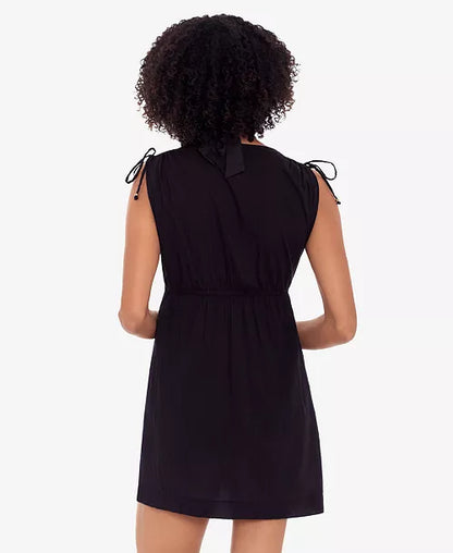 Lauren Ralph Lauren Crushed Cotton Farrah Coverup Dress in Black - Large