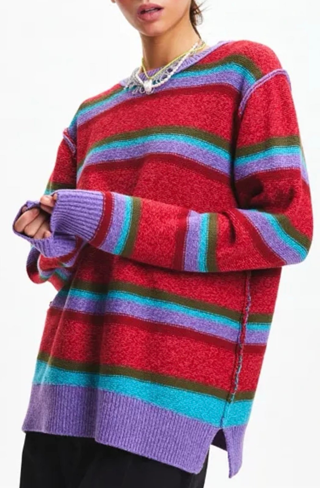 UO BDG Colorful Oversized Stripe Sweater - Small