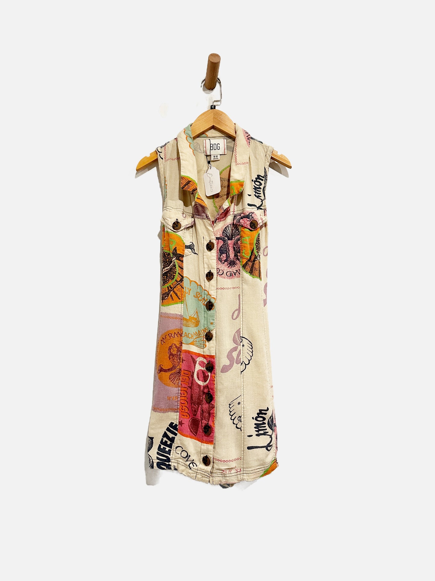 Urban Outfitters BDG Ocean Print Open Back Mini Dress - Medium