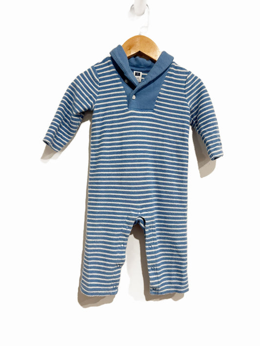 Janie & Jack Blue Stripe Collared Onesie - 6-12m