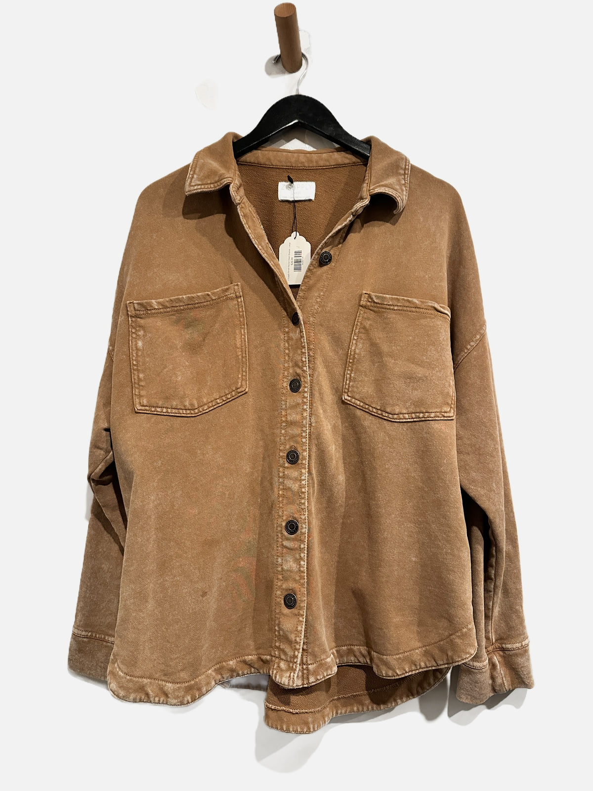 Z Supply All Day Washed Knit Shacket in Campfire - Large