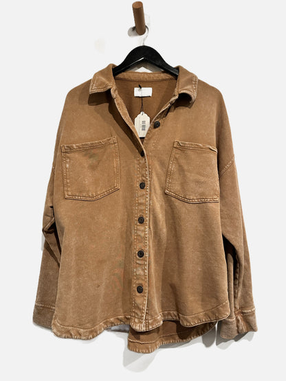 Z Supply All Day Washed Knit Shacket in Campfire - Large