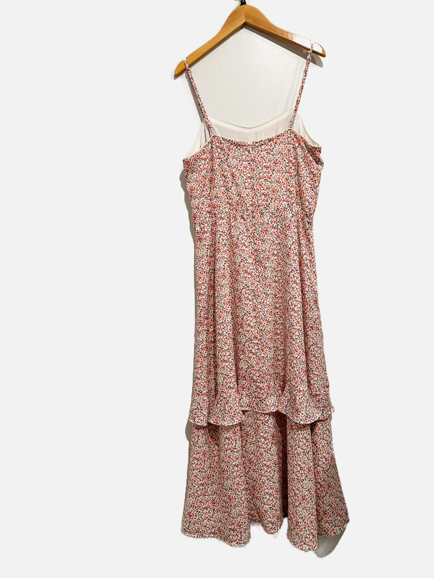 Sugar Lips Red Floral Ruffle Midi Dress - Medium