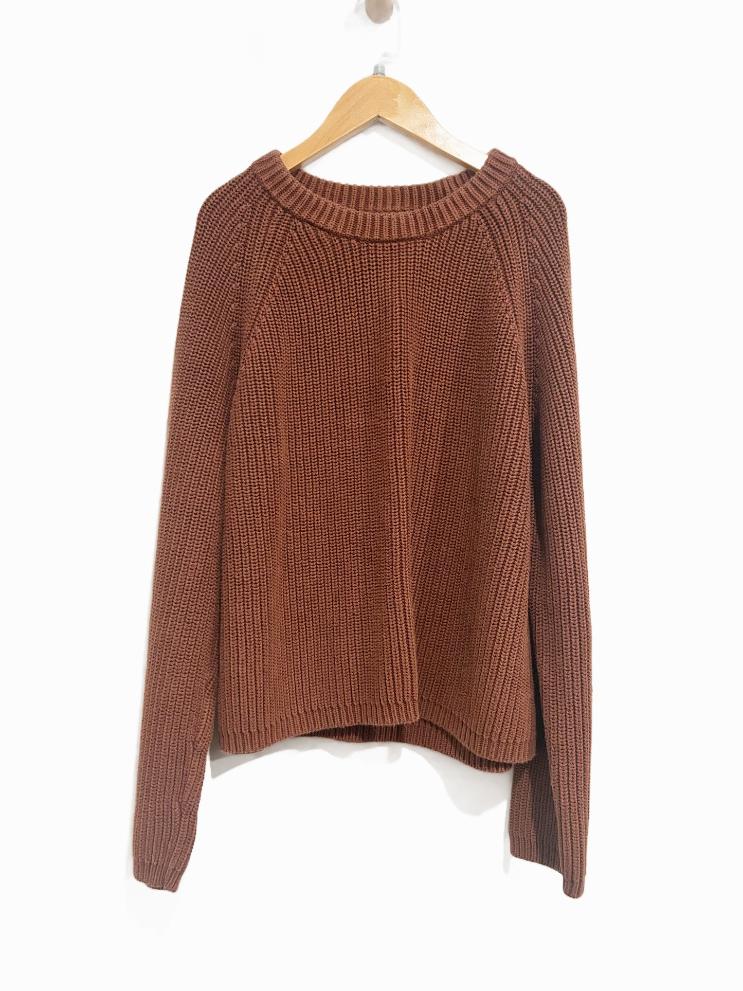Quince Fisherman Crew Sweater in Redwood Brown - Large