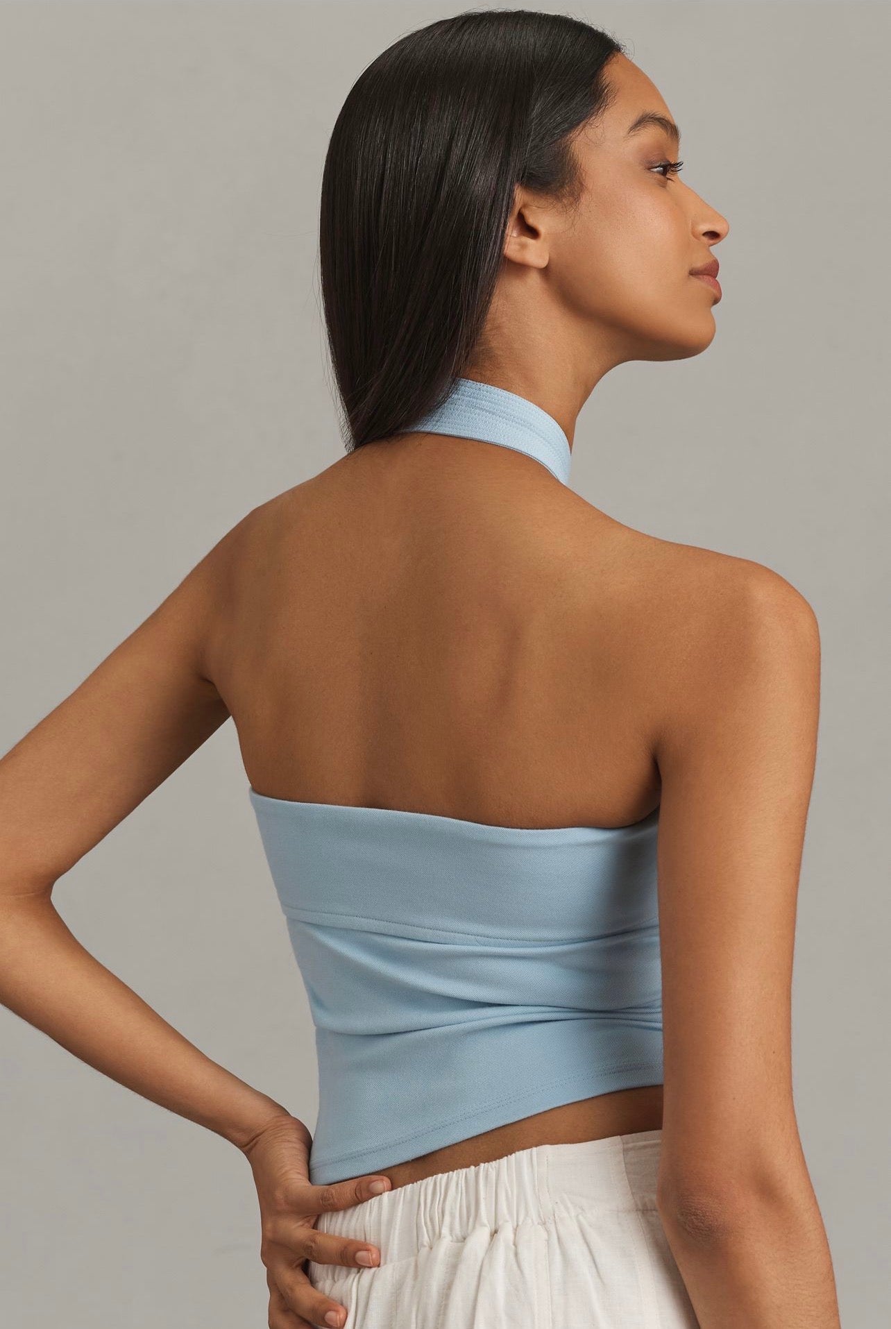 Anthropologie NWT Structured Halter Top in Sky - Large