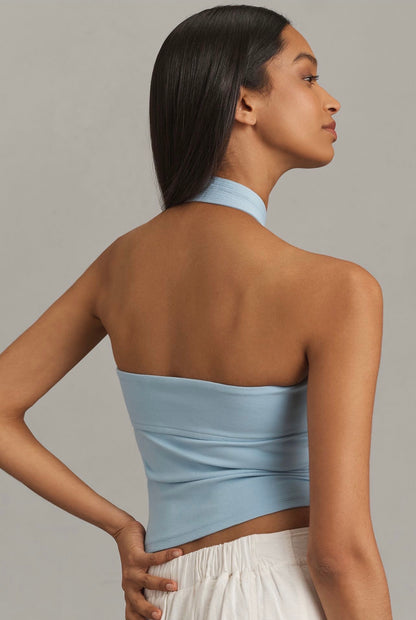 Anthropologie NWT Structured Halter Top in Sky - Large