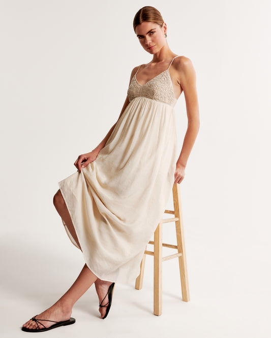 Abercrombie & Fitch Cream Maxi Dress - XSP