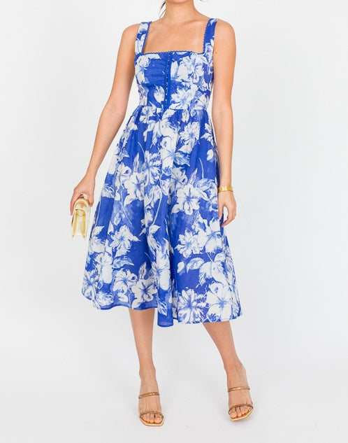 Olivaceous NWT Blue Floral Midi Dress - Medium