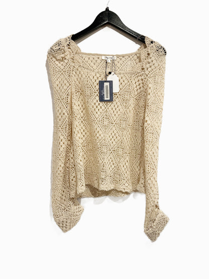 NWT Forte Crochet Square Neck Top in Ecru - Medium