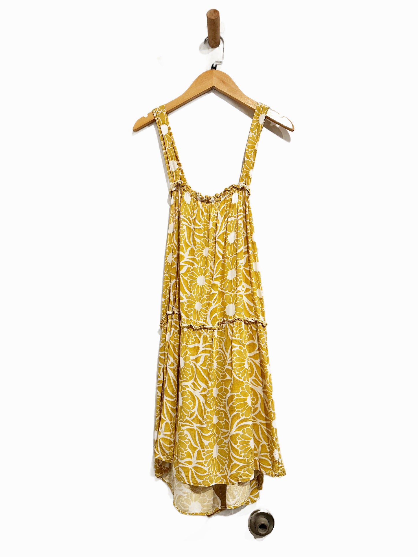 Anthropologie Ruffle Babydoll Dress in Yellow Pattern - Medium