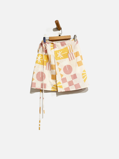 Pepper Mayo White/Yellow/Pink Wrap Skirt - 6