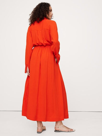 Banana Republic Gauze Shirt Dress in Blood Orange - Medium