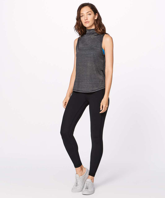Lululemon Twist & Reach Mock Neck Tank in Heathered Black
