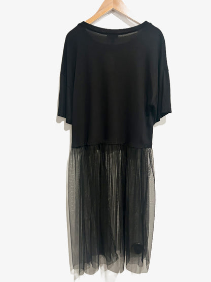 OLM Black T-Shirt Tulle Top - Medium