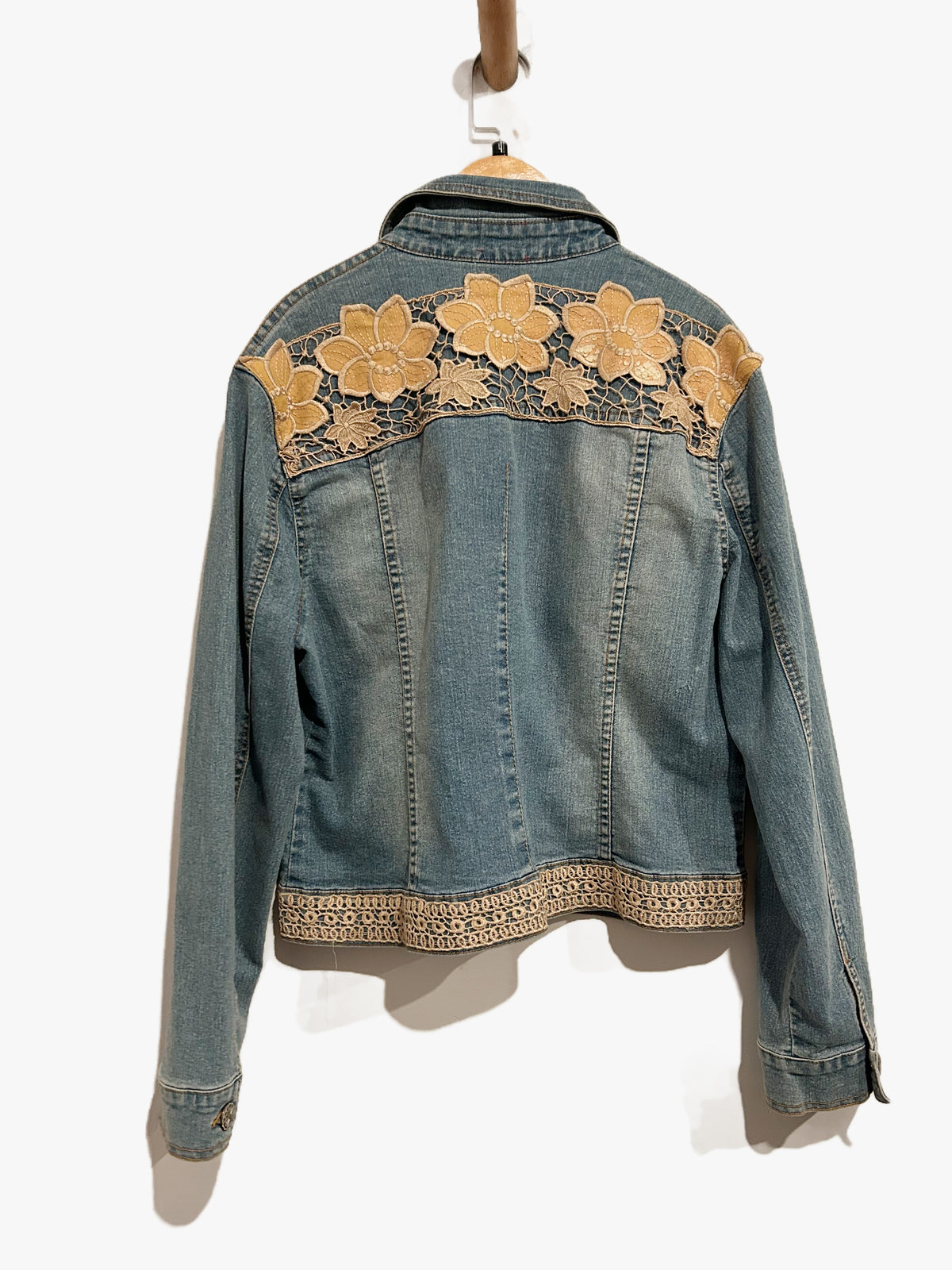 V Cristina Y2K Floral Detail Denim Jacket - Large