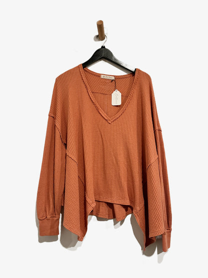 Free People Coraline Oversized Thermal Top in Autumn Glaze - Small