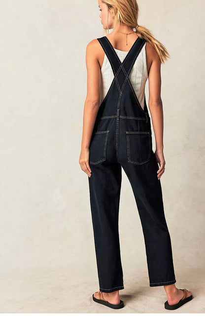 Free People Ziggy Black/Blue Overalls - Small