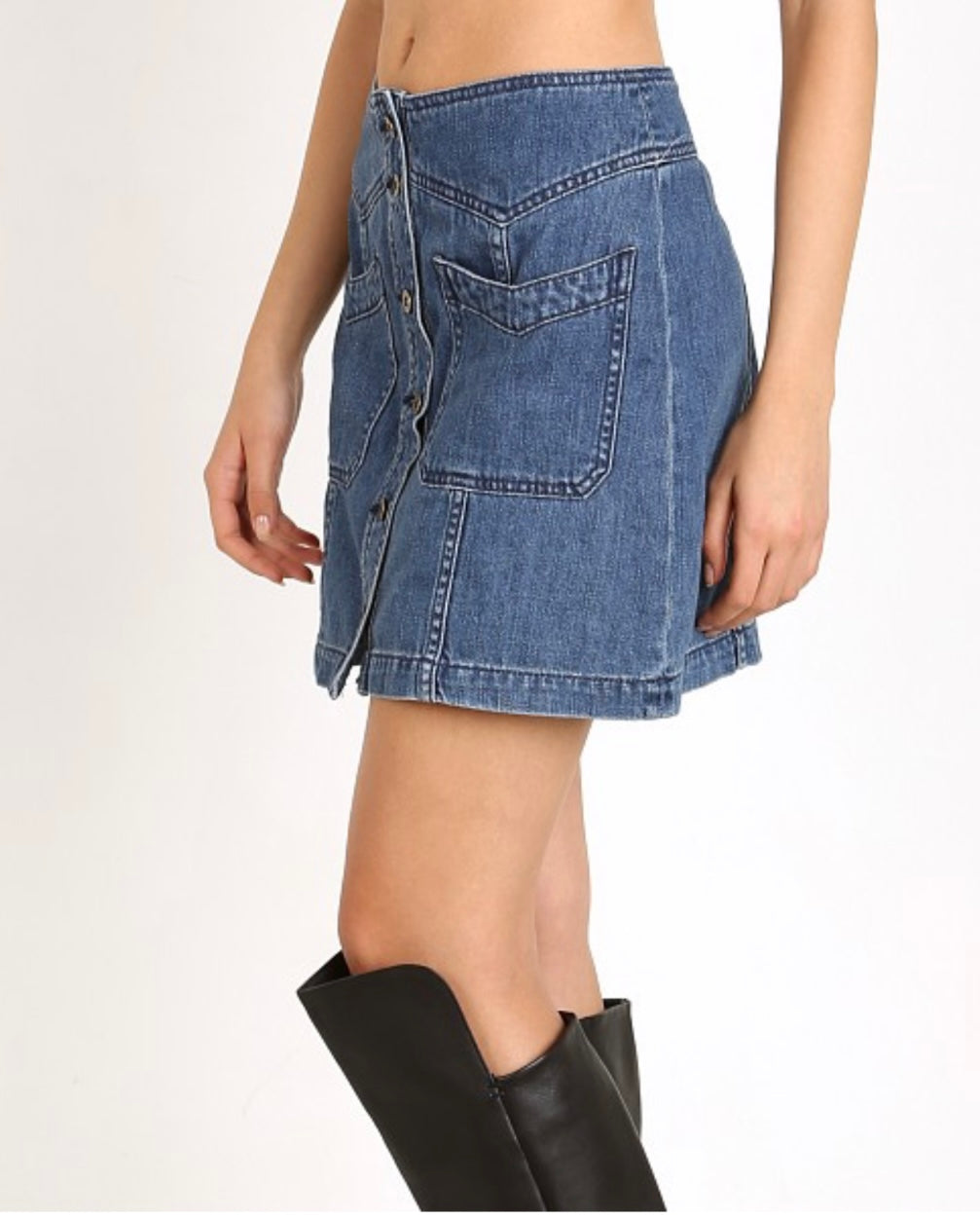 Free People Denim Mini Skirt - 2