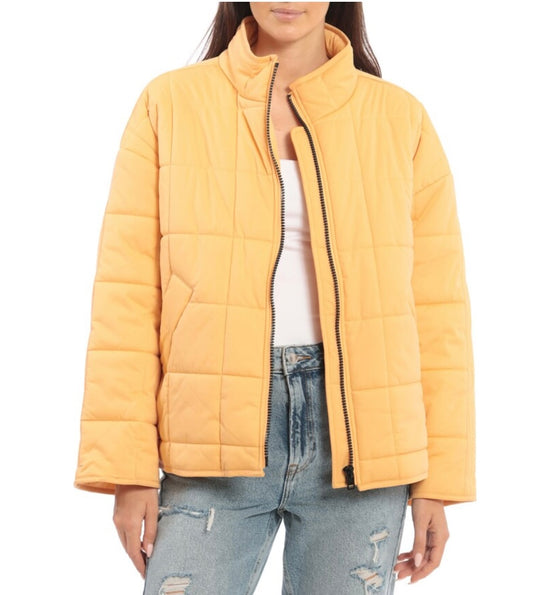 Avec Les Filles Oversize Box Water Resistant Quilted Jacket in Orange - XS