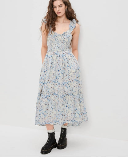 American Eagle Blue Floral Maxi Dress - Small
