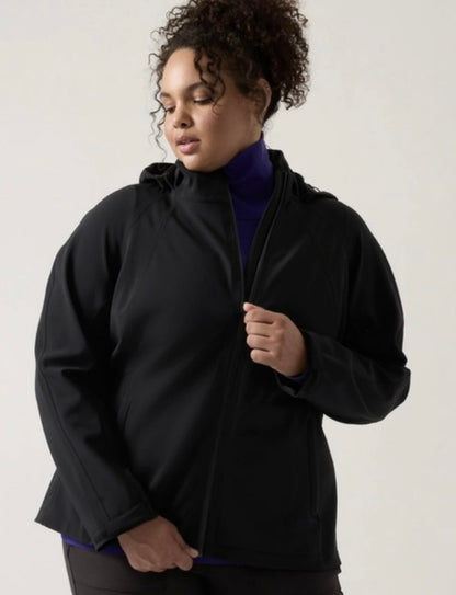 Athleta Glacier Soft Shell Black Hooded Jacket - 1X