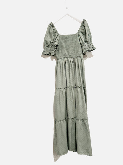 AND NOW THIS Green Swiss Dot Midi Dress - XS