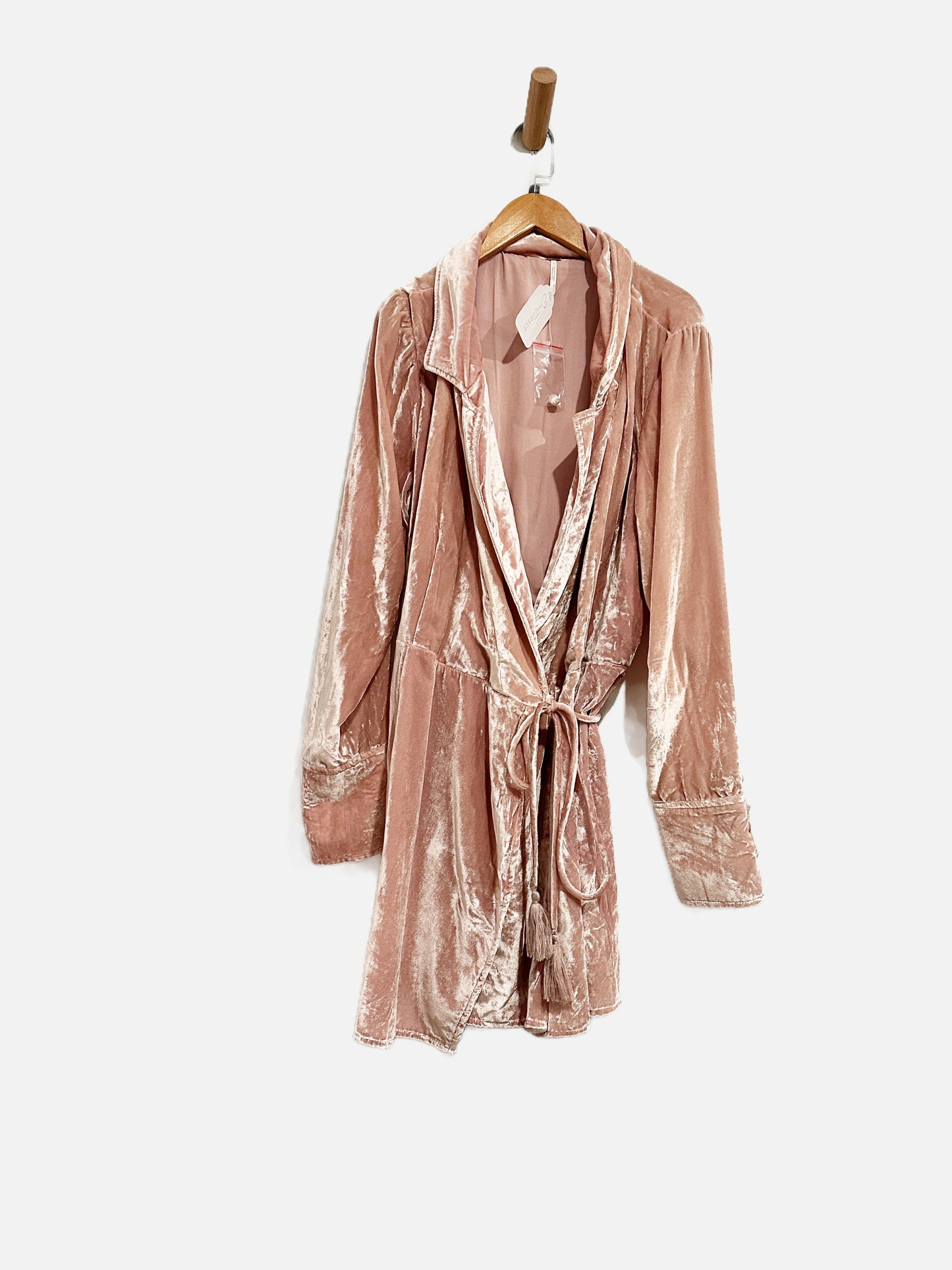 Free People Pink Velvet Romper - Large