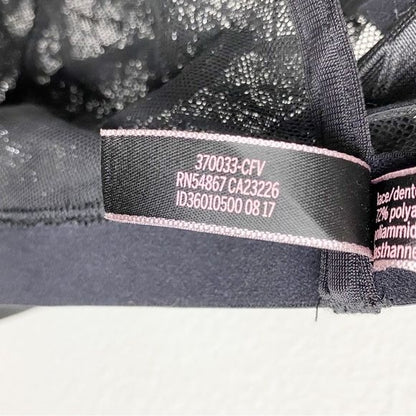 Victoria’s Secret NWT Very Sexy Black Silver Shine Lace High Neck Bra Size Small